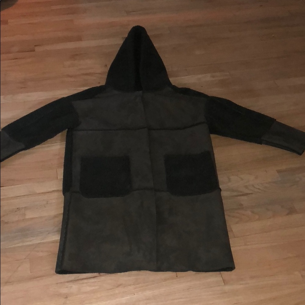 Olive green faux shearling coat
